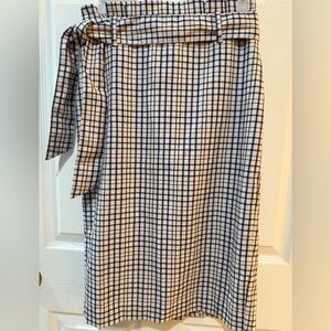 Checkered Paperbag Waist Navy and White Plaid Skirt